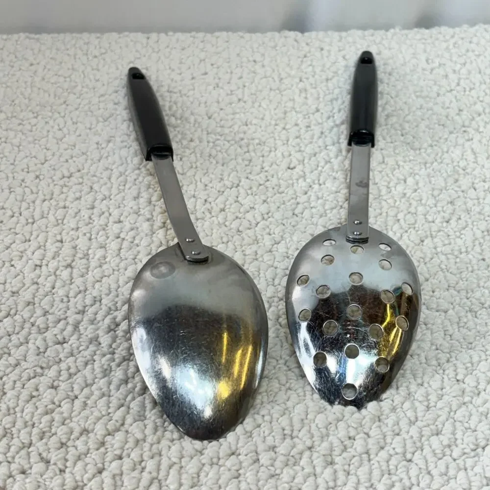 Peach Blossom Slotted & Basting Spoon Set of 2 Vintage Kitchen Utensils Retro